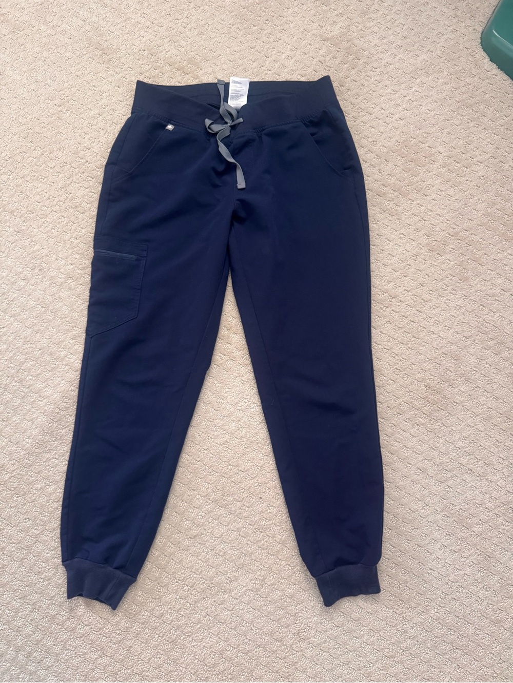 Figs Kids Navy Jogger Pants with Gray Drawstring